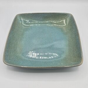 Glidden Art Pottery Square Speckled Aqua Turquoise Teal Signed 23 Plater MCM VTG